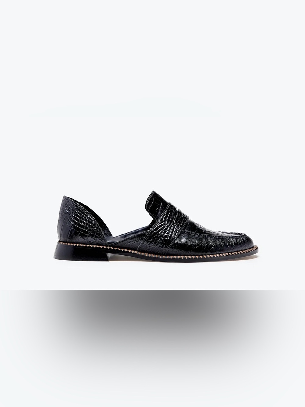 Freda Salvador Black Croc-Embossed D'Orsay Loafer